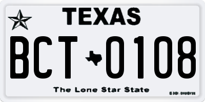 TX license plate BCT0108