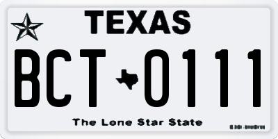 TX license plate BCT0111
