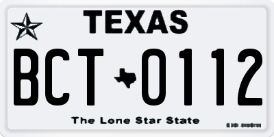 TX license plate BCT0112