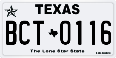 TX license plate BCT0116