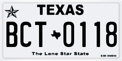 TX license plate BCT0118