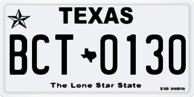 TX license plate BCT0130