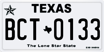 TX license plate BCT0133