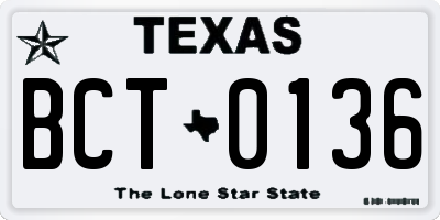 TX license plate BCT0136