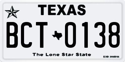 TX license plate BCT0138