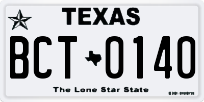 TX license plate BCT0140