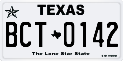 TX license plate BCT0142