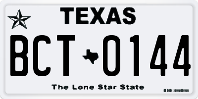 TX license plate BCT0144