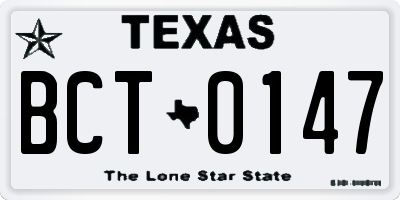 TX license plate BCT0147