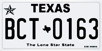 TX license plate BCT0163