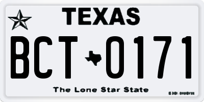TX license plate BCT0171
