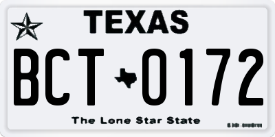 TX license plate BCT0172