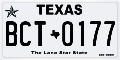 TX license plate BCT0177