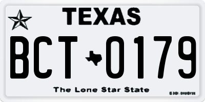 TX license plate BCT0179