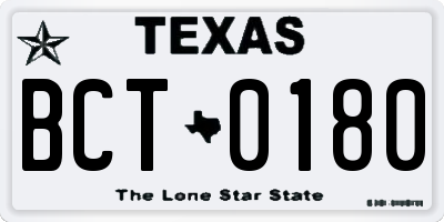 TX license plate BCT0180