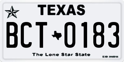 TX license plate BCT0183