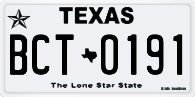 TX license plate BCT0191