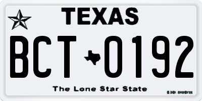 TX license plate BCT0192