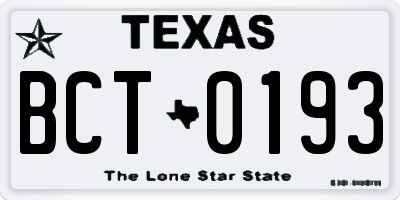 TX license plate BCT0193