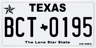 TX license plate BCT0195