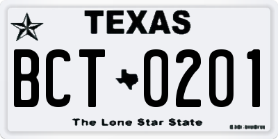 TX license plate BCT0201