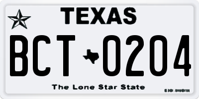 TX license plate BCT0204