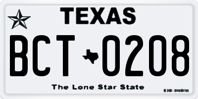 TX license plate BCT0208