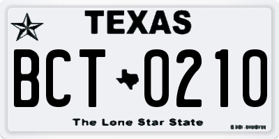 TX license plate BCT0210