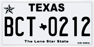 TX license plate BCT0212