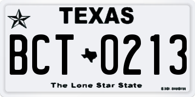 TX license plate BCT0213