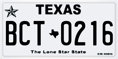 TX license plate BCT0216