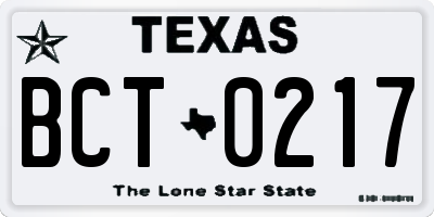TX license plate BCT0217