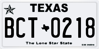 TX license plate BCT0218
