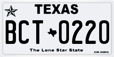 TX license plate BCT0220