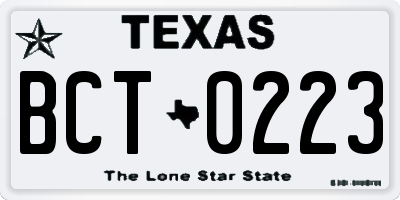 TX license plate BCT0223