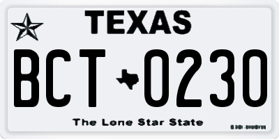 TX license plate BCT0230