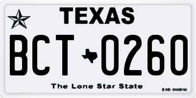 TX license plate BCT0260