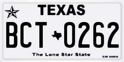 TX license plate BCT0262