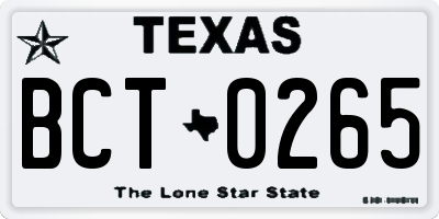 TX license plate BCT0265