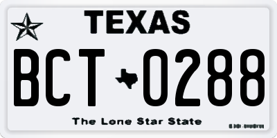 TX license plate BCT0288