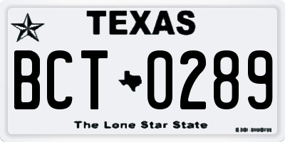 TX license plate BCT0289