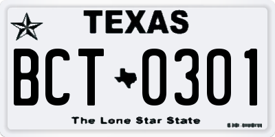 TX license plate BCT0301