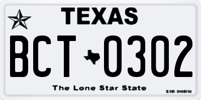 TX license plate BCT0302