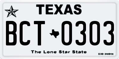 TX license plate BCT0303