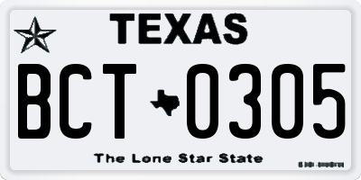 TX license plate BCT0305