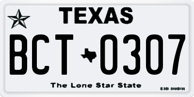 TX license plate BCT0307