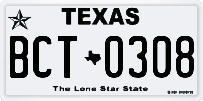 TX license plate BCT0308