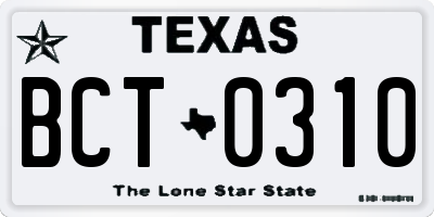 TX license plate BCT0310