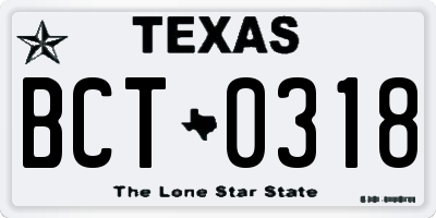 TX license plate BCT0318