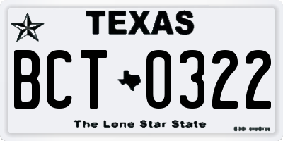 TX license plate BCT0322